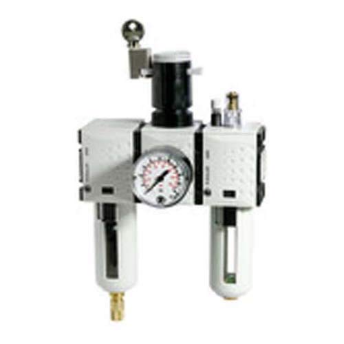 RIEGLER FU 637-1 FUTURA Wartungseinheit dreiteilig mit Polycarbonatbehälter, Schutzkorb und Manometer, Vollautomatisch, Baugröße 4, 0,1-1 bar, G 3/4" von Riegler