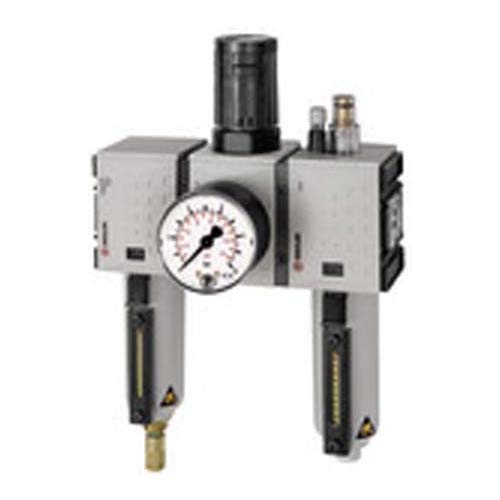 RIEGLER FU 637-M FUTURA Wartungseinheit dreiteilig mit Metallbehälter, Sichtrohr und Manometer, Vollautomatisch, Baugröße 4, 0,5-8 bar, G 3/4" von Riegler