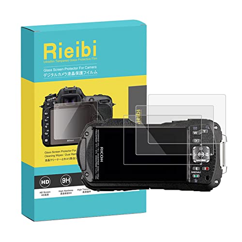 Rieibi Displayschutzfolie für Ricoh WG-80 WG-70 WG-60 WG-50 WG-40 WG-40W Digitalkamera, 0,33 mm 9H Härtegrad Panzerglasfolie für Ricoh WG80 von Rieibi