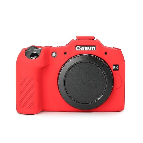 Rieibi EOS R8 Hülle, Weiche Silikon Schutzhülle für Canon EOS R8 EOSR8 Kamera, Leichte EOS R8 Kameratasche - Rot von Rieibi