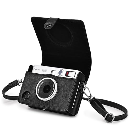 Rieibi Mini EVO Kameratasche, Vintage PU Leder Hülle Schutzhülle für Fujifilm Instax Mini EVO Sofortbildkamera mit abnehmbarem Schultergurt von Rieibi