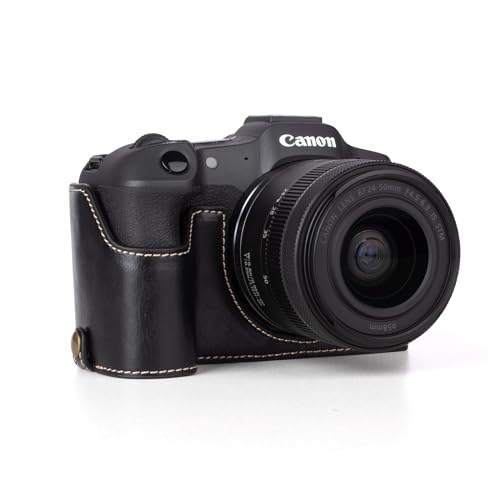 Rieibi Schutzhülle für EOS R8 Digitalkamera, hochwertiges PU-Leder, halbe Tasche für Canon EOSR8 EOS R8 Tasche, Schwarz von Rieibi