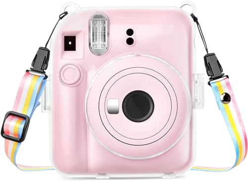 Rieibi Tasche für Fuji Instax Mini 12 – Klare Polaroid Hülle für Fujifilm Instax Mini 12 Sofortbildkamera – Harte Tragetasche mit abnehmbarem Schultergurt – Klar von Rieibi