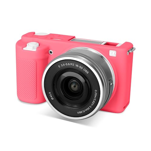Rieibi ZVE10 Hülle, Weiche Silikon Schutzhülle für Sony ZV-E10 ZVE10 Kamera, Leichte Gummiabdeckung für Sony Alpha ZVE10 - Rose Red von Rieibi