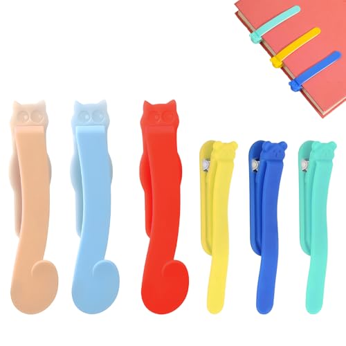 6 Stück Automatischer Bookmark,Lesezeichen Klemme Automatic Bookmark für Leseliebhaber,Automatisches Lesezeichen Lesezeichen-Clip Lesehilfe für Kinder Intelligentes Silikon Lesezeichen von Rienan
