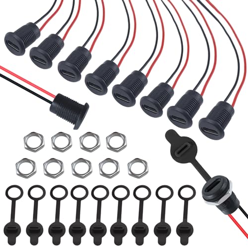 Rierousy 10 Pcs wasserdichte USB C Buchse, 2-Draht Einbau USB C Einbaubuchse, Typ-C-Buchse, USB c Buchse Löten mit Muttern Staubkappe Rierousy 10 Pcs wasserdichte USB C Buchse, 2-Draht Einbau USB C Einbaubuchse, Typ-C-Buchse, USB c Buchse Löten mit Muttern Staubkappe von Rierousy