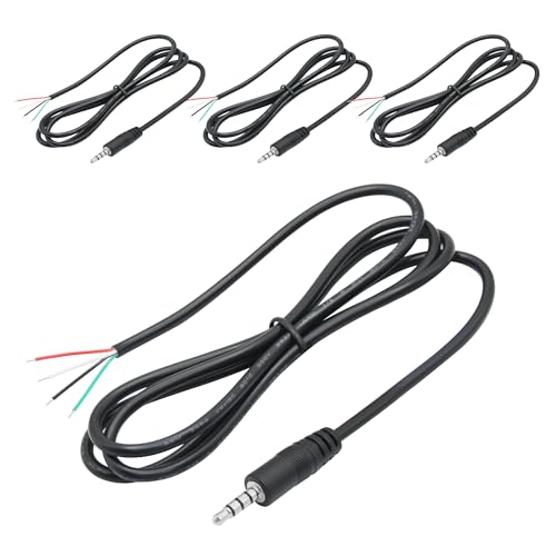 4Pcs 3.5mm männliche Buchse zu Bare Wire Open End Kabel 1M/3FT, TRRS 4 Pole 1/8'' 3.5mm männlicher Stecker Stereo Audio Kabel Ersatzkabel, für Stecker Buchse Kopfhörer Mikrofon Audio Kabel Reparatur von Riertostng