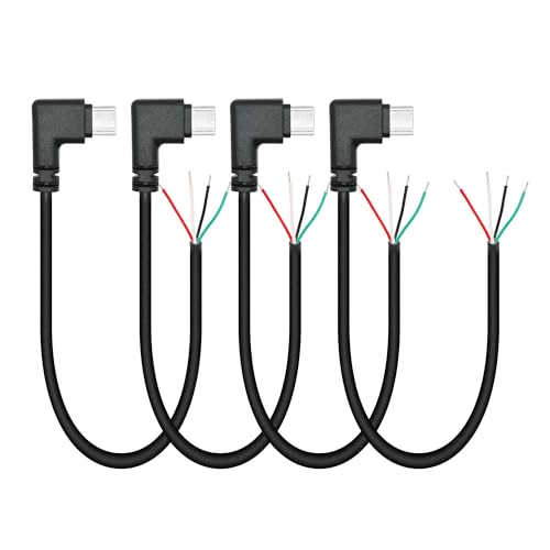 Kurzes rechtwinkliges USB C auf 4 Pin blankes Kabel mit offenem Ende 11inch, 90 Grad USB Typ C Stecker 4 Pin Pigtail Strom- und Datenkabel 5V/2A, für USB Typ C Ersatz Reparatur DIY Kabel(4Pcs） von Riertostng