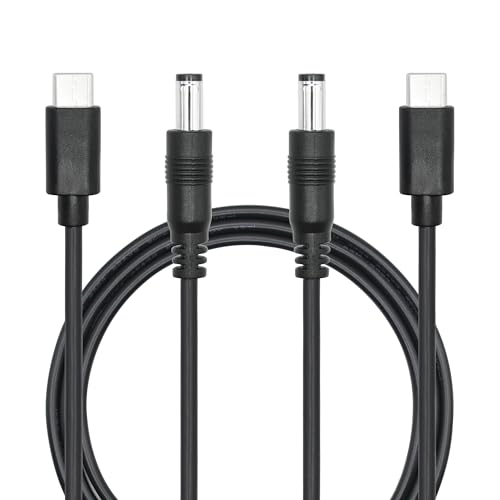 Riertostng DC 5.5mm x 2.5mm zu USB C Stromkabel 1M/3FT, DC 5525 Stecker zu USB Typ C Stecker 5V 3A Strom Ladekabel Verlängerungskabel, für LED Schreibtischlampe, kleiner Ventilator usw. (2Pcs) von Riertostng