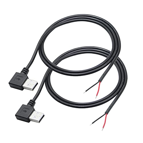 USB A männlich 2 Pin Bare Wire 3FT, 90 Grad USB A männlich Stecker Pigtail Open End Power Kabel, für 5V/3A USB Geräte installiert oder DIY ersetzen Reparatur Kabel von Riertostng
