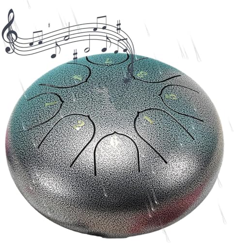 Chakra Drum for Rain,Rain Drum for Outside,Steel Tongue Drum Rain Chime Waterproof,Rain Drum Instrument,Mini Handpan Drum Instrument,Steel Tongue Drum 6 Inches 8 Notes,Mini Handpan Drum (Silver) von Rietoiu