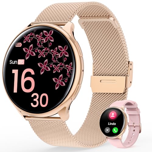 RifePhi Smartwatch für Damen: 1,39'' Fitness Tracker mit SpO2, Schlafanalyse & Zyklus-Tracker, 110+ Sportarten, IP68 wasserdicht, Anrufe & Benachrichtigungen (Android/iOS) von RifePhi