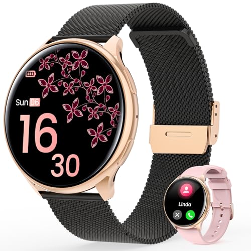 RifePhi Smartwatch Damen SpO2 Blutdruckmessung Menstruationszyklus-Tracker 1.39 Zoll Touchscreen Fitnessuhr Schlafmonitor 120 Sportmodi IP68 Wasserdicht Android iOS von RifePhi