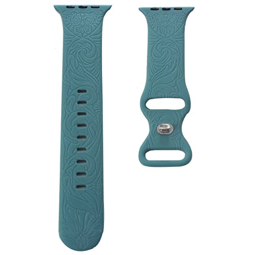 Rifyta Armband Kompatibel mit Apple Watch Armband 42mm 44mm 45mm 49mm, Weiches Silikon Elegantes Blumenmuster Armband für iWatch Series SE 8 7 6 5 4 3 2 1 (42/44/45mm, grün) von Rifyta