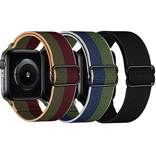 Rifyta für Apple Watch 7 Armband 45mm, Verstellbares Dehnbare Nylon Geflochten Ersatz Herren Damen Armband für iWatch Series 8/7/6/5/4/3/2/1/SE 45mm/44mm/42mm von Rifyta