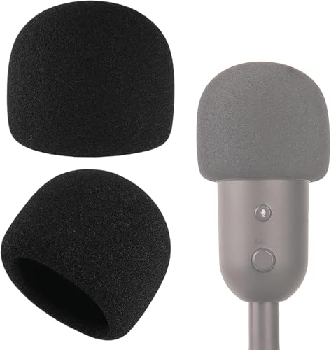 Rigych Mikrofon Windschutz, Professioneller Popschutz Groß Schaumstoff Mikrofon für Razer Seiren V2 X Mikrofon, 2 Stück, Schwarz von Rigych