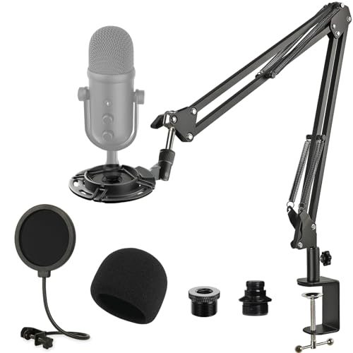 Rigych Razer Seiren V2 Pro Mikrofon Arm mit Pop Filter,Mikrofonhalter, Einstellbare Mikrofonständer mit Mikrofon Spinne Windschutz, Desk Clamp für Razer Seiren V2 Pro USB Streaming Mikrofon von Rigych