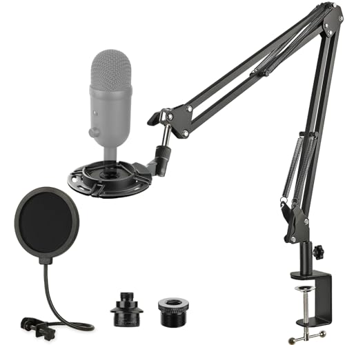 Rigych Razer Seiren V2 X Mikrofon Arm mit Pop Filter,Mikrofonhalter, Einstellbare Mikrofonständer mit Mikrofon Spinne Desk Clamp für Razer Seiren V2 X USB Streaming Mikrofon von Rigych