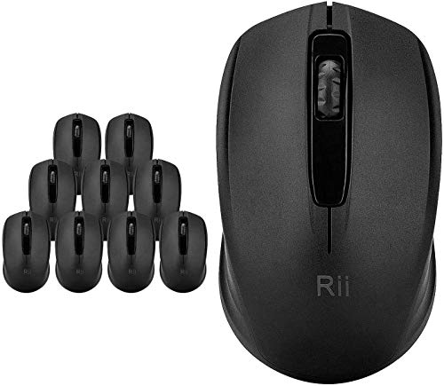 Rii [10-Pack] Maus kabellos, 2.4G Funkmaus 1000 DPI Für Links und Rechtshänder, PC/Laptop/Windows, Schwarz-10 Stück von Rii