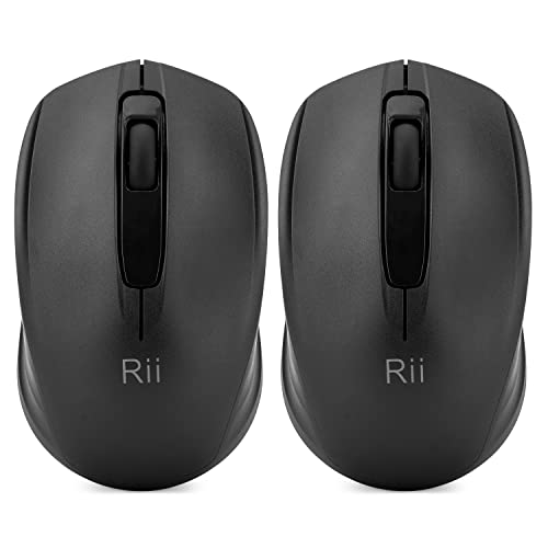 Rii [2-Pack] Maus kabellos, 2.4G Funkmaus 1000 DPI Für Links und Rechtshänder, PC/Laptop/Windows, 2 Stück(Schwarz&Schwarz) von Rii