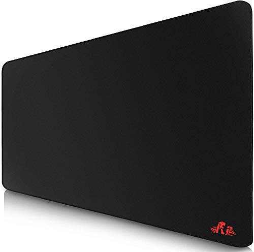 Rii Gaming Mauspad XXL - 900 x 400 mm - Mousepad groß - Schreibtischunterlage - Tischunterlage Large Size - Fransenfreie Ränder - rutschfest - Verbessert Präzision und Geschwindigkeit - schwarz von Rii