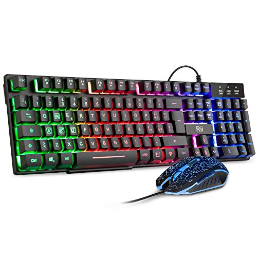 Rii Gaming RK108 (italienisches Layout) – Set mit Tastatur RK100+ und Gaming-Maus, LED-Hintergrundbeleuchtung, Empfindlichkeit einstellbar bis zu 3.200 dpi Rii Gaming RK108 (italienisches Layout) – Set mit Tastatur RK100+ und Gaming-Maus, LED-Hintergrundbeleuchtung, Empfindlichkeit einstellbar bis zu 3.200 dpi von Rii