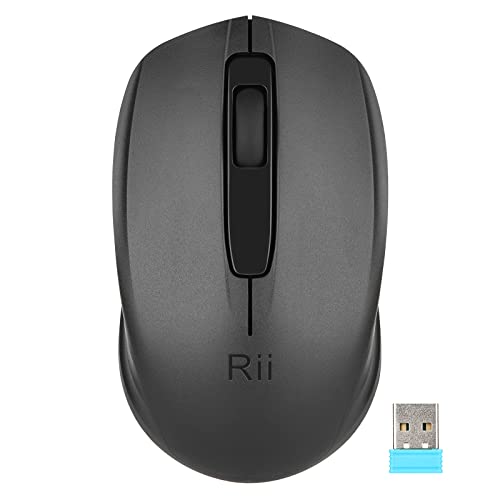 Rii Maus kabellos, 2.4G Funkmaus mit USB Empfänger(befindet Sich im Akkufach auf der Rückseite der Maus) 1000 DPI Für Links und Rechtshänder, PC/Laptop/Windows, Schwarz von Rii