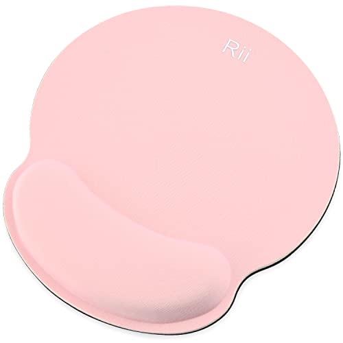 Rii Mauspad mit Gelkissen - 25x23cm - Wasserdicht Ergonomisches Komfort Mauspad, Mousepad mit Handgelenkauflage für Computer und Laptop- Rosa von Rii