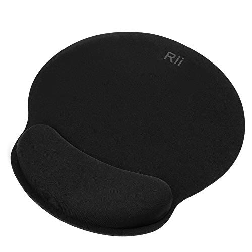 Rii Mauspad mit Gelkissen - 25x23cm - Wasserdicht Ergonomisches Komfort Mauspad, Mousepad mit Handgelenkauflage für Computer und Laptop- schwarz von Rii