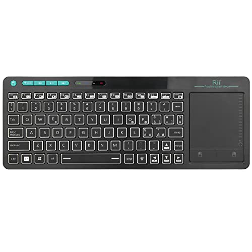 Rii Mini i18S Wireless + Bluetooth Kompakte Tastatur mit großer Maus Touchpad und LED-Hintergrundbeleuchtung, kompatibel mit Smart TV, TV Box, Tablet, Smartphone, Konsole, PC, Fire TV, Raspberry Rii Mini i18S Wireless + Bluetooth Kompakte Tastatur mit großer Maus Touchpad und LED-Hintergrundbeleuchtung, kompatibel mit Smart TV, TV Box, Tablet, Smartphone, Konsole, PC, Fire TV, Raspberry von Rii