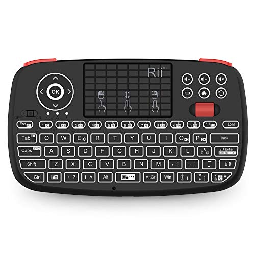 Rii Mini i4 Wireless + Bluetooth (italienisches Layout) – Mini-Tastatur mit Hintergrundbeleuchtung mit Touchpad, kompatibel mit Smart TV, TV Box, Tablet, Smartphone, Konsole, PC, Fire TV, Raspberry von Rii