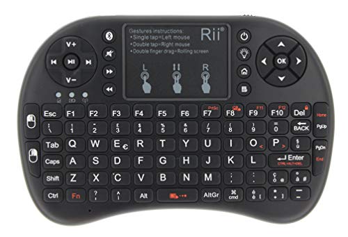 Rii Mini i8+ Bluetooth + Wireless (italienisches Layout) – Mini-Tastatur mit Touchpad, USB Wireless + Bluetooth, kompatibel mit Smart TV, TV-Box, Tablet, Smartphone, Konsole, PC, Fire TV von Rii