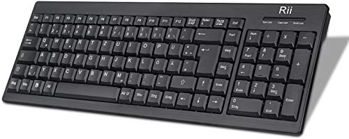 Rii RK901 Kabellose Tastatur, 2.4GHz Business Tastatur, Lightweight Slim Wireless Keyboard, für PC/Laptop/Raspberry Pi 1 2 3/Mac/ioslinux/Android TV Box/XBMC/Kodi/Windows (Deutsches Layout, schwarz) von Rii