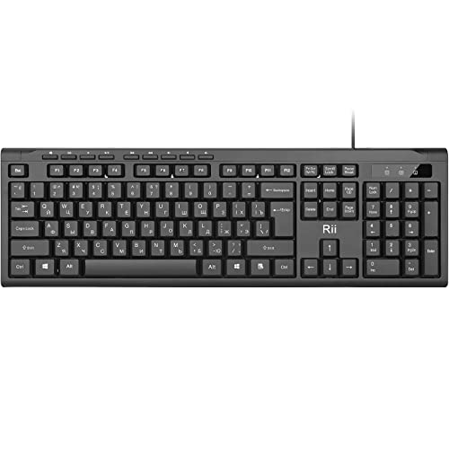Rii Russian Keyboard, Wired Keyboard PC, Business Slim Keyboard with Cable for Mac/PC/Tablet/Windows/Android/Microsoft, Russische Tastatur von Rii