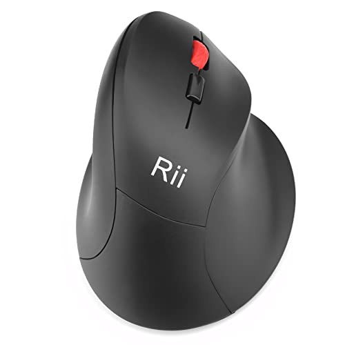 Rii Vertikale Maus Kabellos, 2.4G Wireless Ergonomische Maus Kabellos, Maus Ergonomisch Kabellos mit 8 Tasten, Vertical Mouse mit 800/1200/1600 DPI, Wiederaufladbarer Akku von Rii