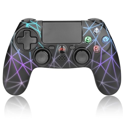 Rii Wireless Controller für PS4, Controller PC mit Doppelter Vibrationsmotor, PC Controller mit 6-Achsen-Gyroskop, PC Controller Wireless mit Bedienfeld, Gamepad PC mit RGB von Rii