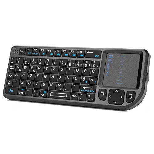 Rii X1 Mini Tastatur Wireless, Kabellos Tastatur mit Touchpad, Mini Keyboard für Smart TV Fernbedienung/PC/PAD/Xbox 360/ PS3/Google Android TV Box/HTPC/IPTV (De Layout) von Rii