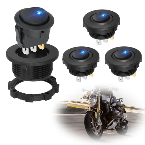 Riisoyu 4 Stück DC 12V 20A Runde Wippschalter kippschalter, 3 Pin Rund EIN/AUS Schalter Selbsthemmung Wippschalter Wasserdicht Kippschalter mit LED Licht für Auto Marine Boot Beleuchtet KFZ Yacht Riisoyu 4 Stück DC 12V 20A Runde Wippschalter kippschalter, 3 Pin Rund EIN/AUS Schalter Selbsthemmung Wippschalter Wasserdicht Kippschalter mit LED Licht für Auto Marine Boot Beleuchtet KFZ Yacht von Riisoyu