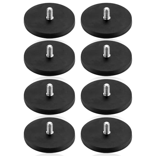 Riisoyu 8 Stück Neodym Magnete Gummiert, Ø 43mm Mit M6 Innengewinde Gummi Runde Magnete mit Gewinde Starke Gummiert Magnete zum Anschrauben Autolichter Topfmagnet Magnet Rund von Riisoyu