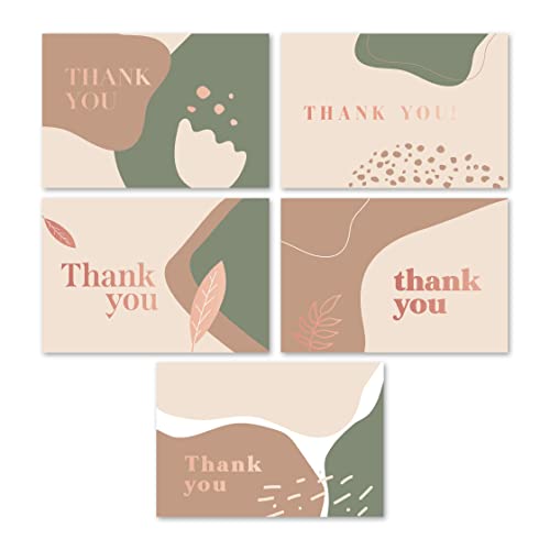 Rileys & Co Dankeskarten mit passenden Umschlägen | 50 Stück, Goldfolie - leere Grußkarten, für Hochzeit, Unternehmen, Geschenke, Abi, Babypartys, Beerdigungen (Erde) von Rileys & Co