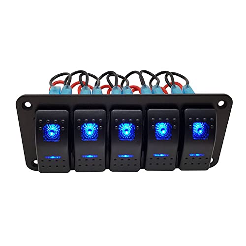 Riloer 3/4/5/6/8 Gang-Kombinations-Schalter-Panel, 12V / 24V Modifizierte Wipp-Kippschalter-Panel-Aufkleber mit LED-Licht, universell für Marine Boot Auto RV Camper Caravan von Riloer