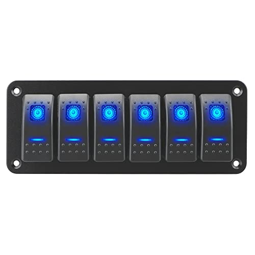 Riloer 3/4/5/6/8 Gang-Kombinations-Schalter-Panel, 12V / 24V Modifizierte Wipp-Kippschalter-Panel-Aufkleber mit LED-Licht, universell für Marine Boot Auto RV Camper Caravan von Riloer