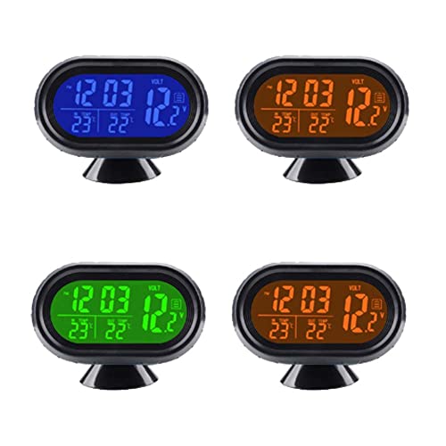 Riloer Auto Digital Thermometer Voltmeter Uhr Monitor, Multifunktionaler Auto-LCD-Digitaluhr-Thermometer, ür Sedan, SUV, Truck, Rv und andere Fahrzeuge von Riloer