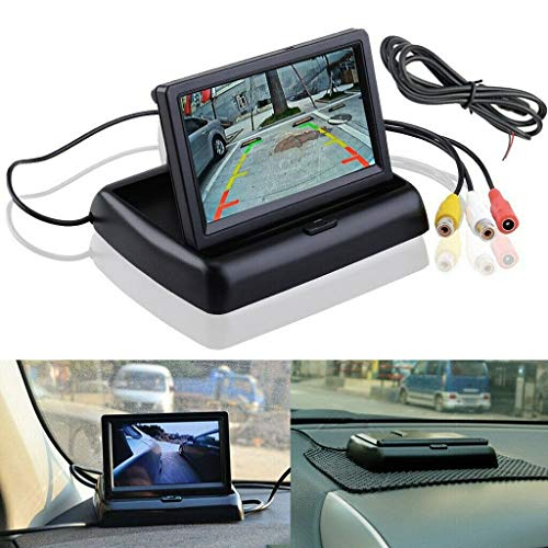 Riloer Auto-Rückfahrkamera-Kit, 4,3 "digitaler Faltbarer TFT-LCD-Monitor + HD-Rückfahrkamera mit Weitwinkel, Nachtsicht, passend für PKW-LKW-Minivan von Riloer