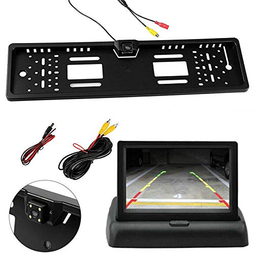 Riloer Auto-Rückfahrkamera-Kit, 4,3" digitaler klappbarer TFT-Monitor + wasserdichte HD-Rückfahrkamera mit 170° Weitwinkel, passend für Pkw-LKW-RV-Minivan von Riloer