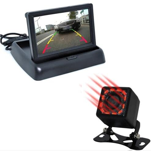 Riloer Rückfahrkamera Kit, 4,3 Zoll Digitaler HD TFT LCD Monitor + Rückfahrkamera für PKW LKW Wohnmobil Minivan mit 12 Infrarot Nachtsicht s von Riloer