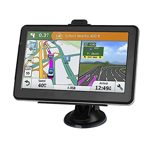 Riloer Navigationsgeräte für Auto Universal GPS Navigation Kit, 7 Zoll Sat Navi Display mit Klammer FM-Sender,Kartennavigation, mehrsprachige Einstellungen, MP3 Spielen, mit Stand von Riloer
