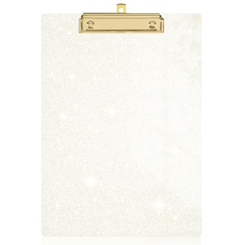 Rimilak Acryl-Glitzer-Klemmbretter, glitzerndes Brett mit flachem Goldclip, entworfen für Klassenzimmer, Schule und Büro, A4, Briefgröße 22,9 x 31,8 cm, transparent von Rimilak