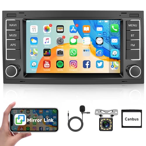 1+32G Android Autoradio 2 Din für VW Touareg 2004-2011 Transporter T5 Multivan 2004-2009 mit GPS Navi WiFi Canbus 7 Zoll Autoradio mit Bluetooth FM/RDS/DAB+/OBD2/DVR Lenkradsteuerung Rückfahrkamera von Rimoody