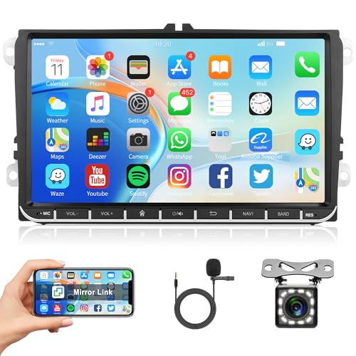 1G+32G Android 13 Autoradio für VW Golf 5 6 Passat Polo Tiguan Touran Caddy Skoda SEAT mit GPS Navi WiFi Mirror Link 9 Zoll Autoradio mit Bluetooth FM/RDS/DAB/OBD/DVR Lenkradsteuerung Rückfahrkamera von Rimoody